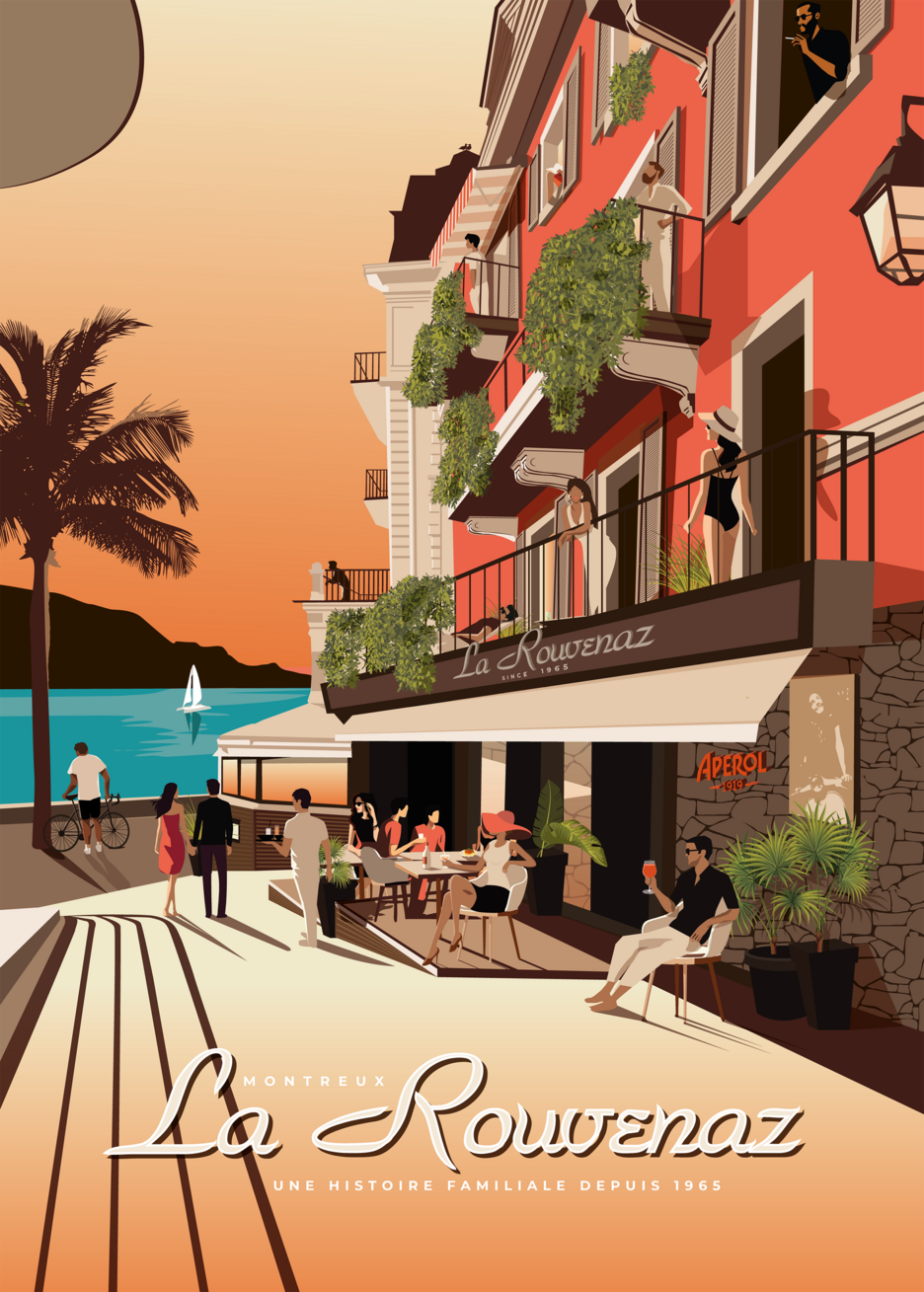 Mit Blick auf den Genfersee verkörpert La Rouvenaz seit 1965 die Lebenskunst von Montreux: Familiengeist und mediterranes Ambiente.