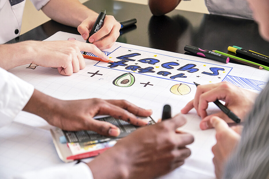 Auch Verkaufsplakate wurden gestaltet und damit die Wichtigkeit von Storytelling unterstrichen.