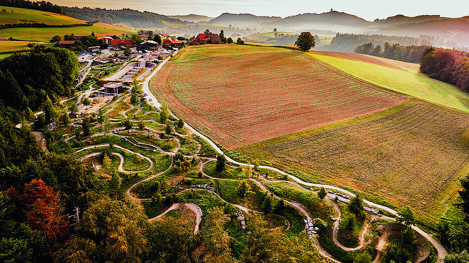 Der Swiss Bike Park im bernischen Oberried von oben – eine Fläche von insgesamt 30 000 Quadratmetern steht den Velofans zur freien Nutzung zur Verfügung.