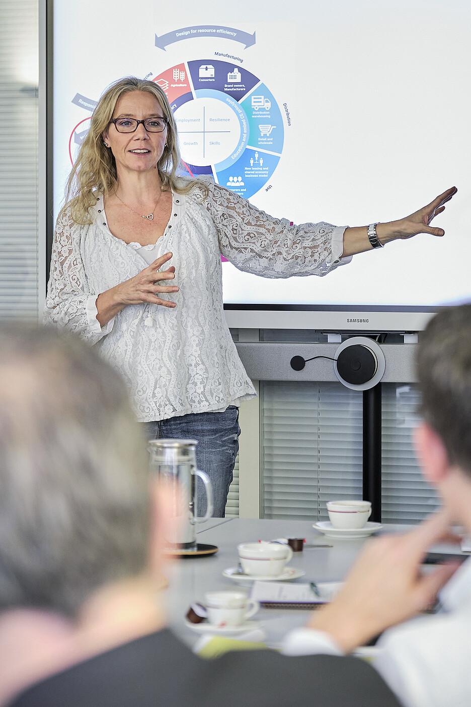Cornelia Schwarz, CFO der Gehrig Group AG, erläuterte das Kreislaufmodell ihres Unternehmens.