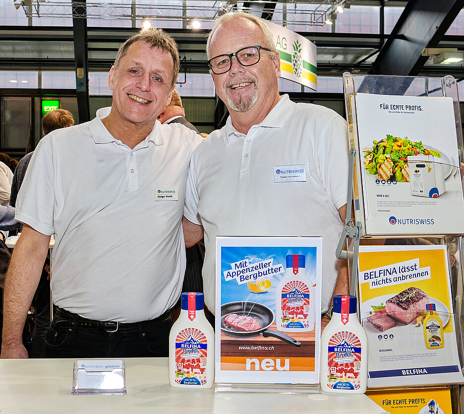Rüdiger Wendt (links) und Tomás Fleischmann (rechts) sind beide seit 12 Jahren bei der Nutriswiss AG tätig und haben zusammen das Gastronomie- und das Detailhandel-Segment erfolgreich aufgebaut.