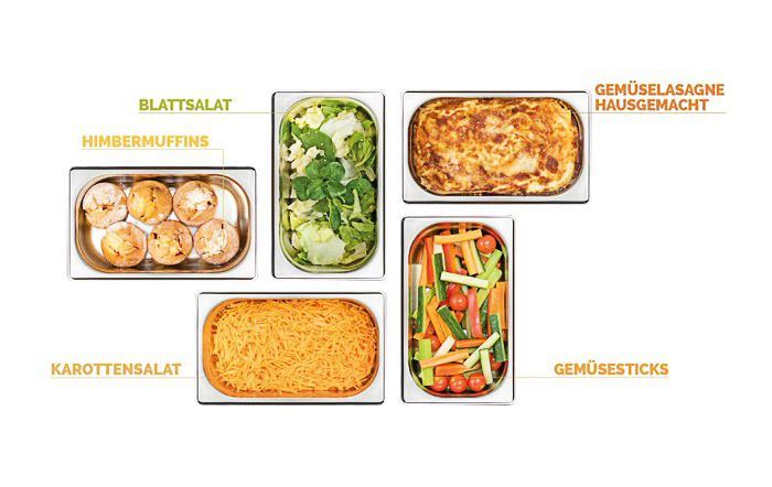 Von der Vorspeise – ob Salat oder Gemüsesticks – bis zum Dessert liefert die Bernet Catering das gesamte Menu.